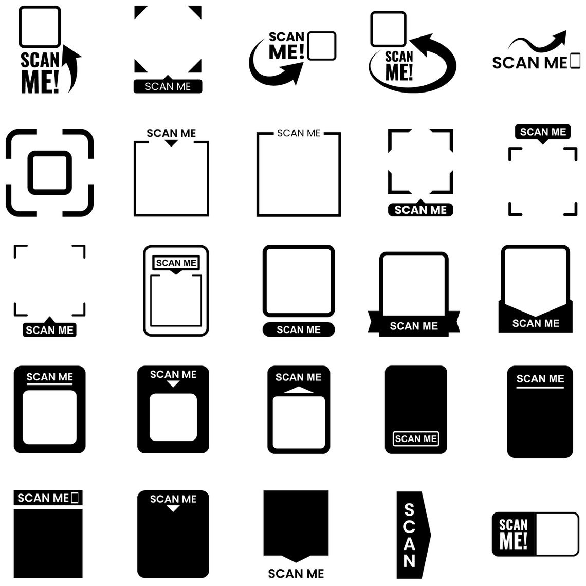 25 Scan Me SVG Bundle Frame QR Code Svg Cricut Icon Cut Files Border QR ...