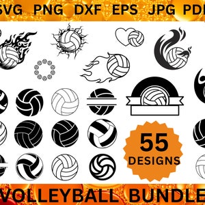 55 PIŁKA SIATKOWA SVG Pakiet Sport CRICUT Piłka Cięte Pliki Siatkówka Wektor Sprzęt Svg Siatkówka Clipart Sprzęt sportowy Svg Png Dxf Eps Jpg