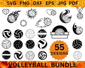 55 VOLLEYBALL SVG Bundle Sport CRICUT Ball Cut Files Volleyball Vector Equipment Svg Volleyball Clipart Sports Equipment Svg Png Dxf Eps Jpg