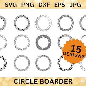 15 CIRCLE BOARDERS SVG Frame Cricut Wedding Frames Clipart Circle Svg Files Border Silhouette Sticker Digital Download Svg Png Dxf Eps Jpg