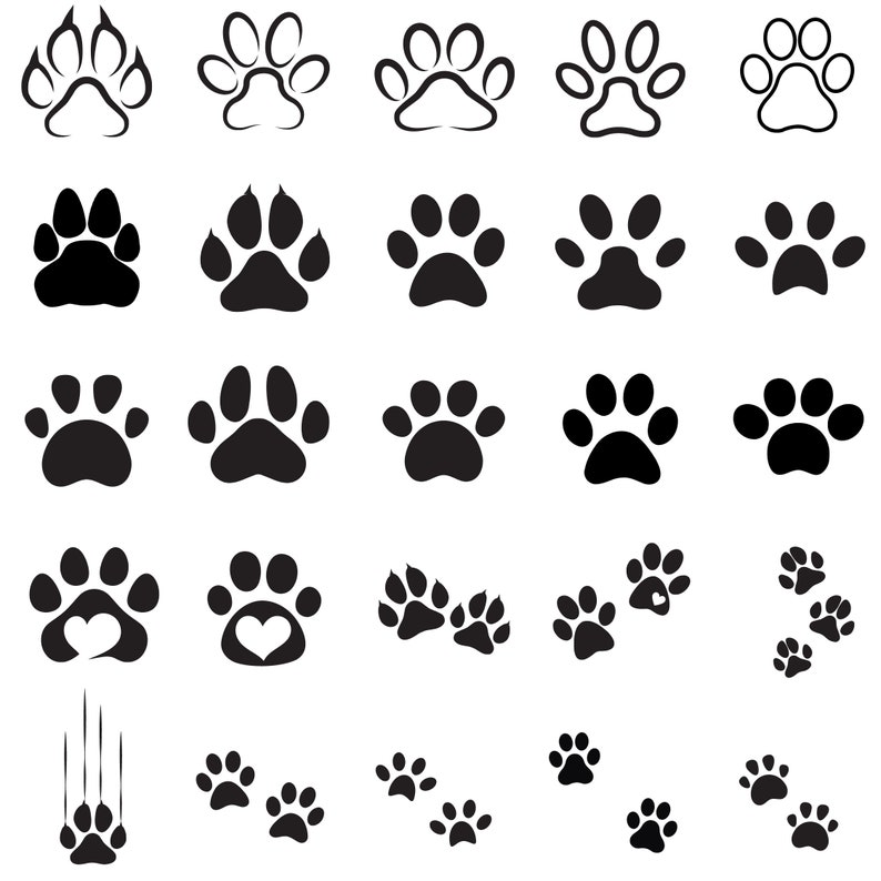 45 PET FOOTPRINT SVG Bundle Pet Paw Print Cricut Valp Paw Svg Cut File Cat Paw Print Silhouette Dog Paw Clipart Vector Art Png Dxf Eps Jpg Ai Pdf bild 10