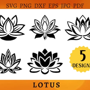 LOTUS SVG Lotus Flower CRICUT Namaste Cut Files Yoga Silhouette Mandala Clipart Meditation Spiritual Digital Lotus Yoga Png Dxf Eps Jpg Pdf