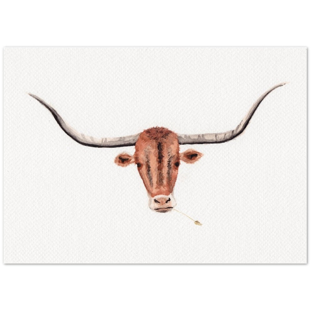 Texas Longhorn Watercolor Print Handmade Art Print Western Artwork Etsy