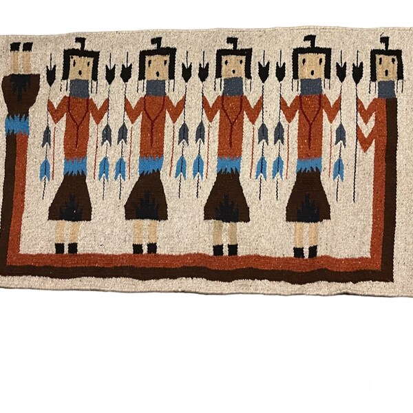 5x2 Navajo Design Yei Woven Wool Rug