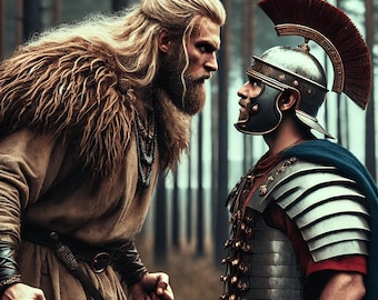 Face-Off - Germanic Warrior vs. Roman Soldier - Framed Poster