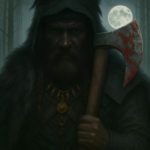 Viking Berserker Shadow Warrior Poster – Framed Norse War Art, Dark Pagan Decor, Ancient Battle Wall Print for Masculine Spaces