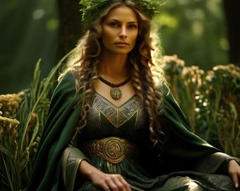 Nerthus Earth Goddess Poster – Framed Divine Feminine Wall Art, Germanic Pagan Decor, Nature Spirit Print for Sacred Spaces