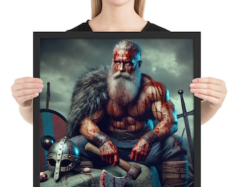 After the Battle - The Bloodstained Berserker - Framed Poster