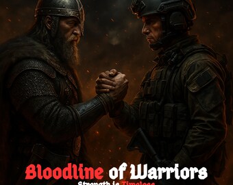 Bloodline of Warriors Poster – Viking and Soldier Brotherhood Art, Strength is Timeless Wall Print, Framed Warrior Decor