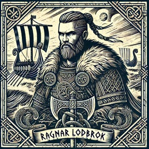 Ragnar Lodbrok – Viking Legend Framed Poster | Norse Warrior Wall Art | Woodcut-Style Norse Decor for the Bold-Hearted