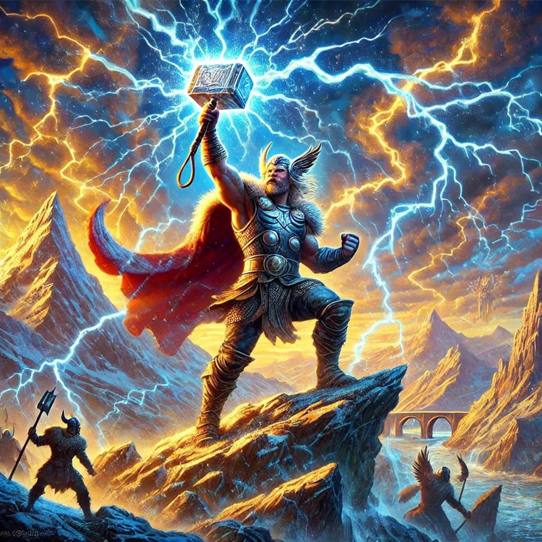 thor-god-of-thunder-epic-norse-mythology-poster-etsy