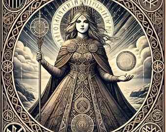 Frigga Framed Poster – Queen of Asgard Norse Art