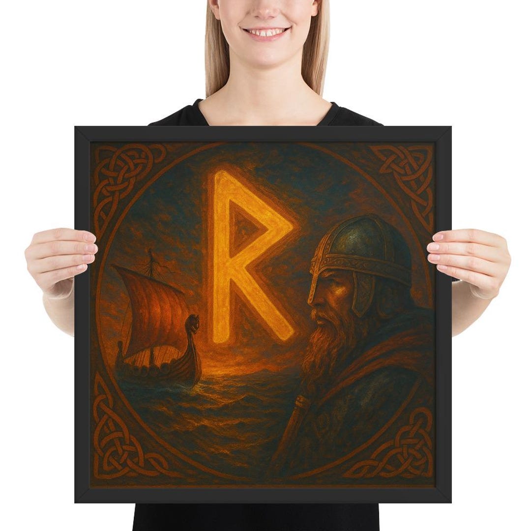 Raidho Rune Graphic Raidho Rune • the Path of Destiny • Viking Framed Wall Art - Etsy