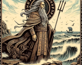 Njord Framed Poster: Keeper of the Seas and Wealth