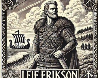 Leif Erikson Wall Art – Viking Explorer Framed Print, Norse Saga Decor, Great Gift for History Lovers