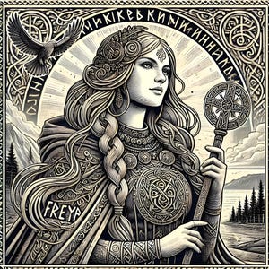 Freya Framed Poster – Goddess of Love and War Norse Art