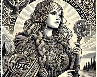 Freya Framed Poster – Goddess of Love and War Norse Art