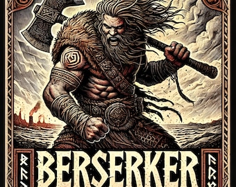 Berserker Norse Mythology Framed Poster – Viking Warrior Wall Art