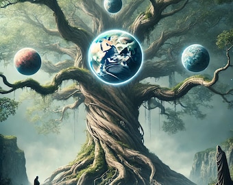 Yggdrasil - The World Tree of Norse Mythology - Framed Poster