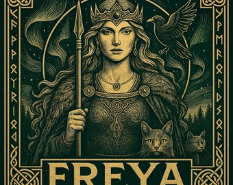 Freya’s Feline Guardians • Framed Norse Goddess Art Print