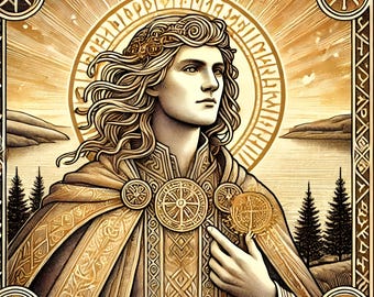 Balder: The Norse God of Light – Framed Woodcut-Style Poster