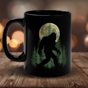 Dark Forest Sasquatch Camping Mug, Bigfoot Camping Gift, Sasquatch Coffee Mug, Camping Gift, Mens Camping Mug, Full Moon Bigfoot Mug,