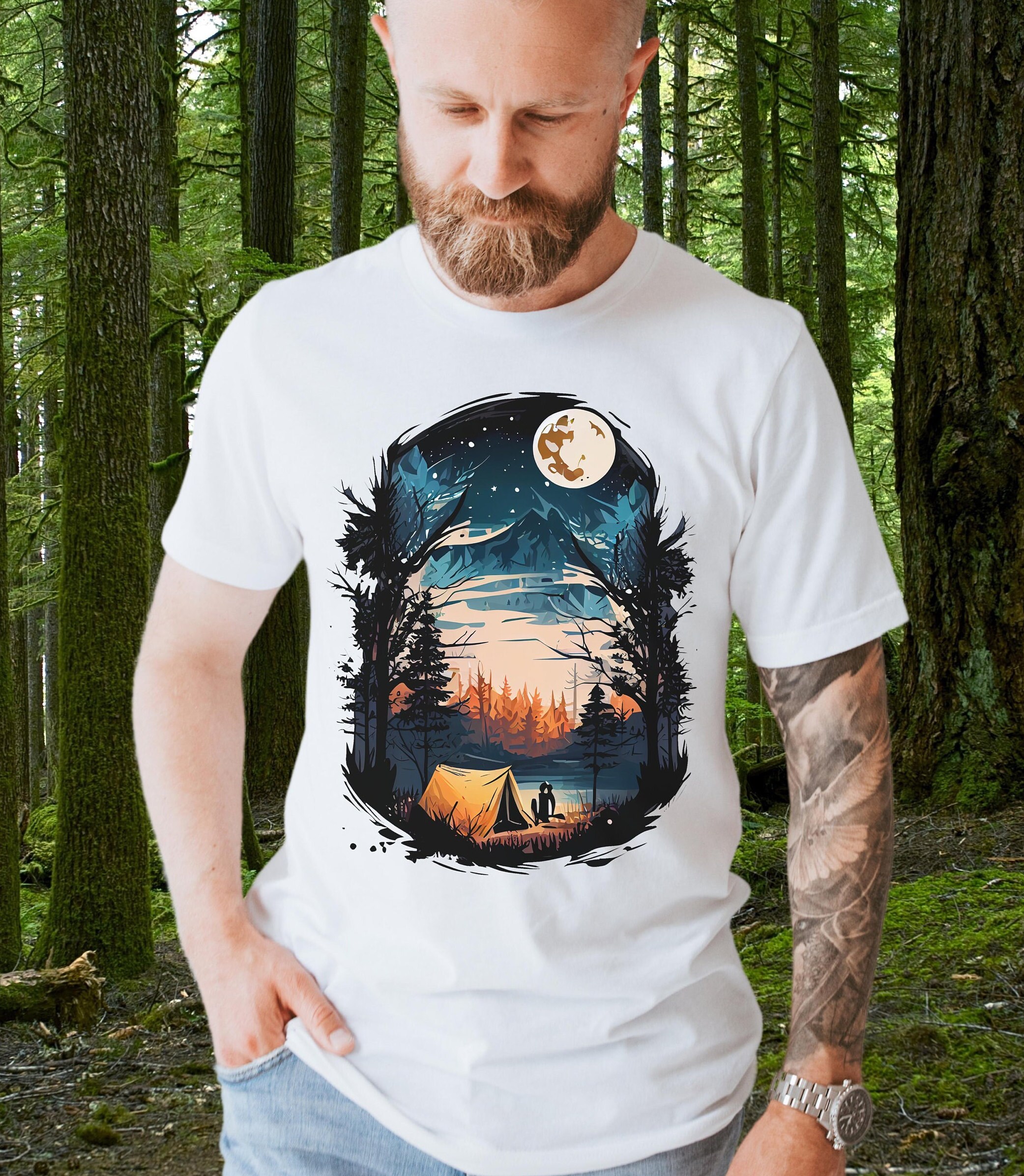 Mens Mountain Camping Tshirt Mens Camping Shirt Camping Etsy