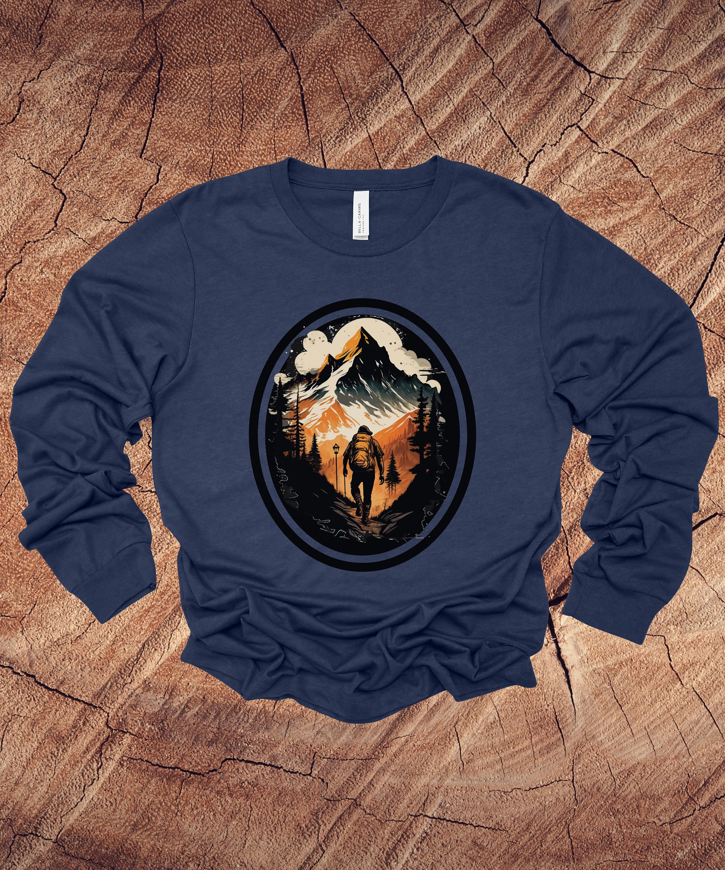 Mens Mountain Camping Long Sleeve Tshirt, Mens Camping Shirt, Camping