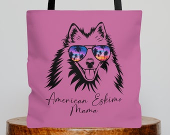 American Eskimo Mama Tote Bag, Eskimo Dog Mom Tote, American Eskimo Dog Owner Bag, Eskimo Mom Gift, American Eskimo Tote, Eskimo Dog Lover
