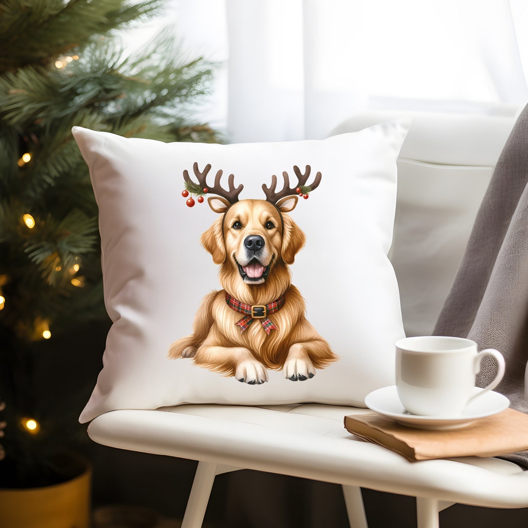 Golden Retriever Christmas Pillow