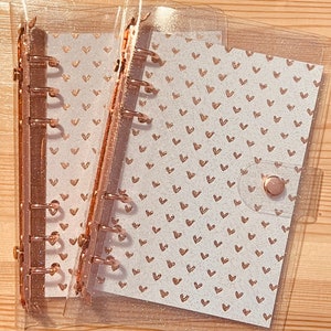 Rose Gold Glitter Cash Binder - Savings Binder with teenie hearts Dashboard with 5 cash envelopes included