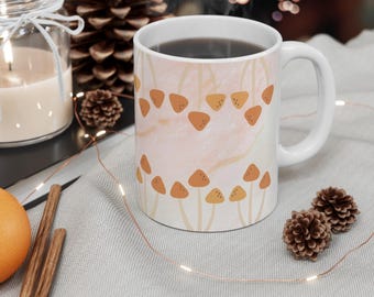 Boho Mushroom Coffee Mug, Aesthetic Mug for Tea or Coffee, Gift for Mushroom Lovers