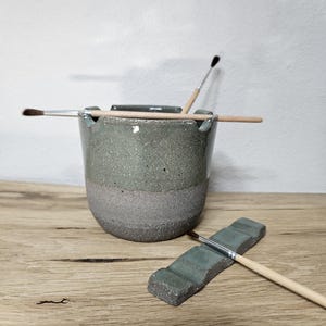 Pinselbecher Pinselbank Set / Malbecher / Ton Wasserbecher / Pinselhalter / Pinselablage / Malereibedarf / Malzubehör / Keramik handgedreht