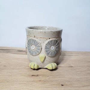 Cup with figure owl cup tea cup coffee cup mug coffee mug clay cup cup pottery clay ceramic handmade stoneware owl