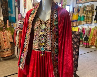 Afghani traditional hand embroidered handmade bakhmali winter clothes, Afghani kuchi dress, Afghan clothes, kuchi dress, Afghanische kleid