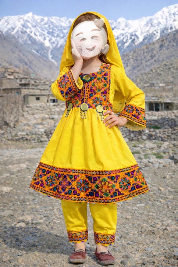 Set of 2 Handmade Embroidered Afghan Kids Dresses: Eid Outfit Set of 2 Handmade Embroidered Afghan Kids Dresses: Eid Outfit