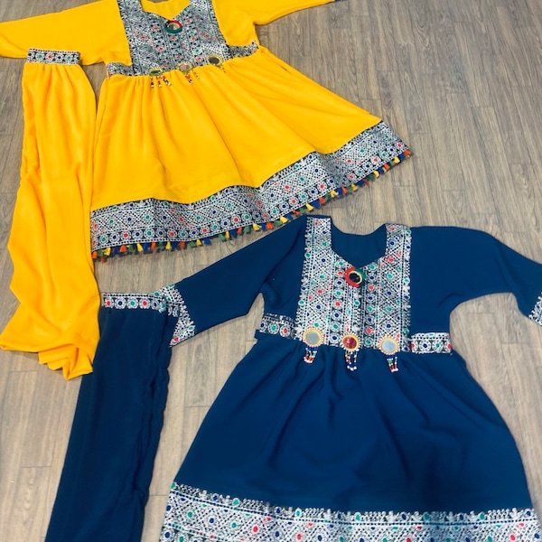 Pair of Afghan Kuchi Embroidered Dress Set for Girls, Children's Frock, kids Eid dress, Girls Eid dress, Party Dress, Eid dress for Girls