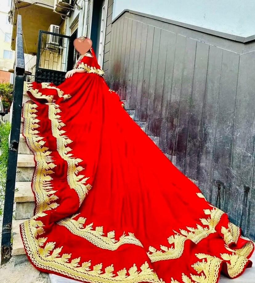 red afghani dress Cultural Afghan Red Dress | Handmade Kuchi Gown with Tribal Coin Work And Mirror Embroidery