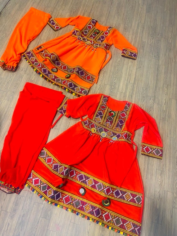Pair of Handmade Afghan Kuchi Embroidered Dress for Girls Children s Frock Kids Dress Eid Girls Clothes Eid Dress Eid Gift for Girls Etsy UK