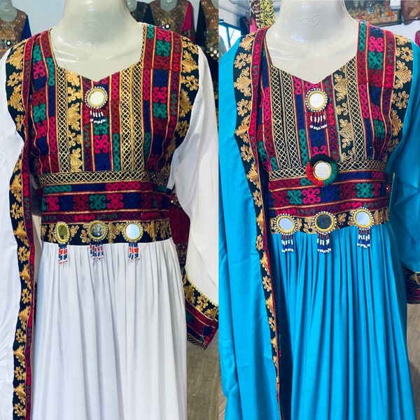 Traditional Afghani handmade linen dress, Afghani hand embroidered dress, Afghan summer linen dress, Afghani kochi dress, Summer linen dress