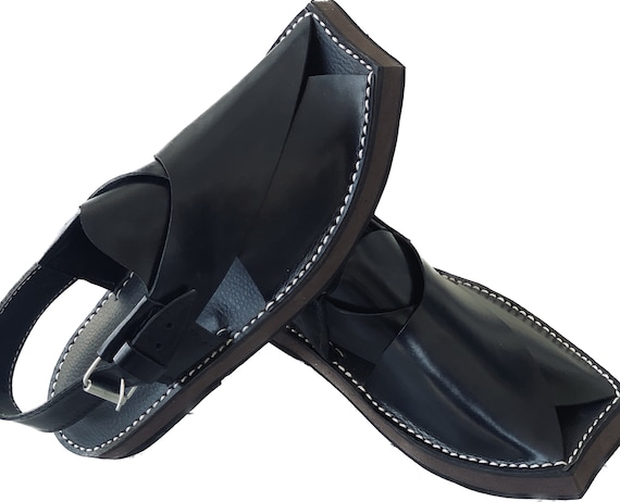 Handmade Leather Peshawri Chappal - Kaptaan Design, Barefoot Afghani sandals for men, men huaraches