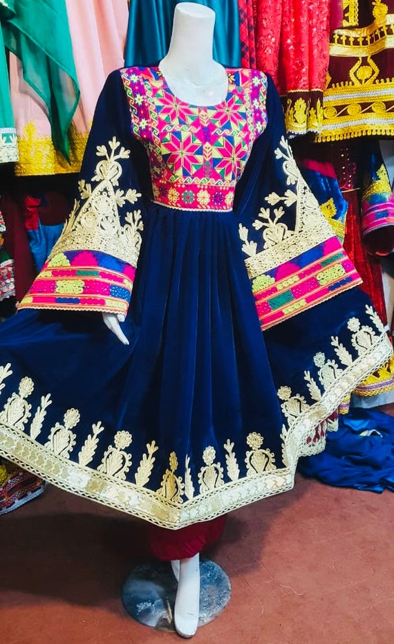 frock velvet dress design Dark Blue Velvet Maxi Dress with Fitted Waist and Long Sleeves Xiaolizi