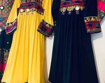 Traditionelles afghanisches Leinenkleid, afghanisches Kochi-Kleid, besticktes Leinenkleid, Sommerkleid, afghanisches Kochi-Kleid, afghanische Kochi-Kleidung