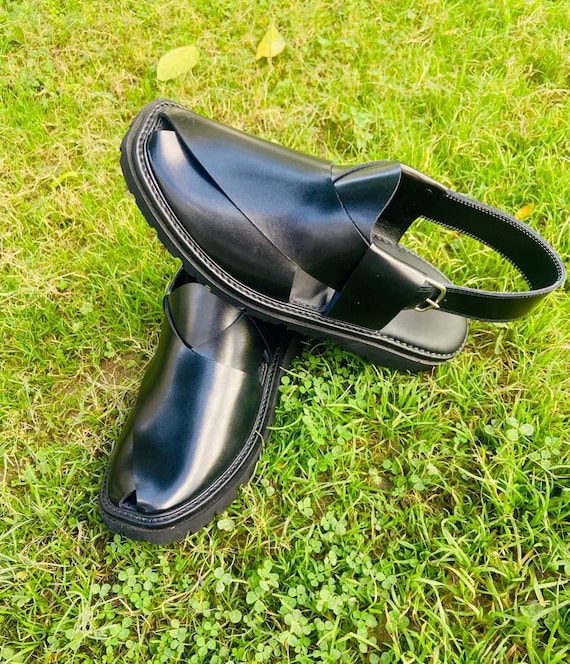Handmade Leather Peshawri Afghani Chappal Sandals, Traditional Kaptaan Style