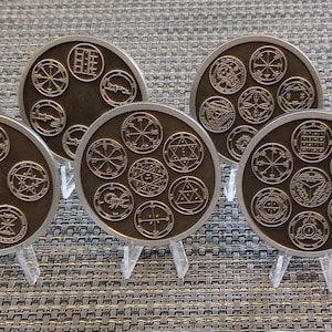 King Solomon Display Coins - Large 2 inch Planetary Seals of Solomon - Planet Pentacles  - Saturn Jupiter Mars Sun Venus Mercury Moon