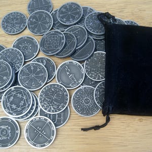 King Solomon&#39;s Pentacles: 44 Occult Talisman Coins with Guide , large 1.25&quot; coins , Greater Key