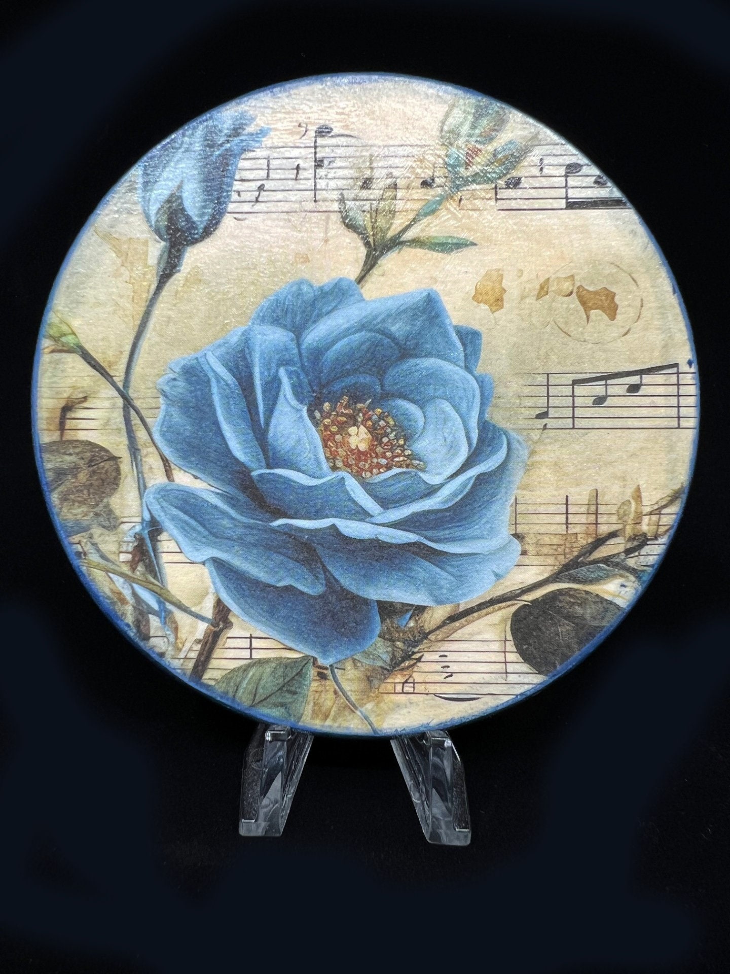 木製ブルーローズコースター4枚セット - Etsy 日本