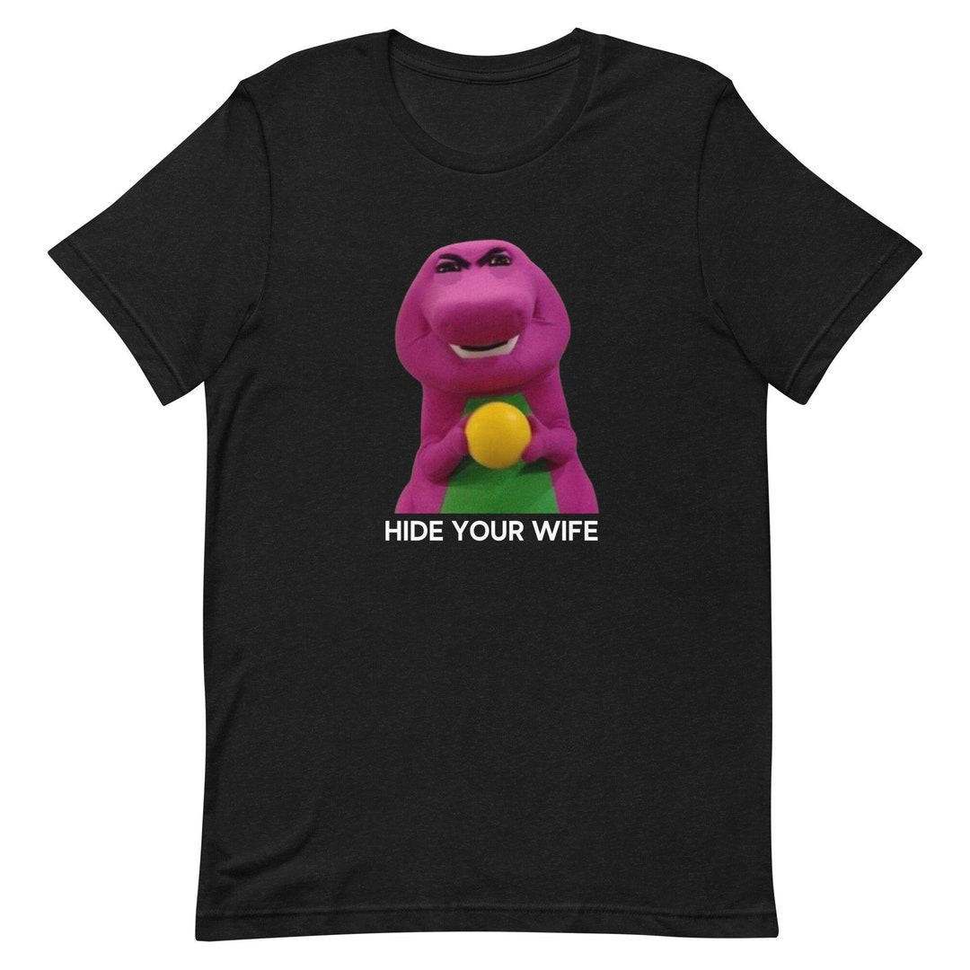 Funny T Shirt Barney Shirt Hide Your Wife Tee Meme Tshirt Etsy
