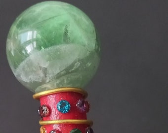 Alex Russo wand with real gems and fluorite stone
