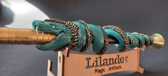 Serpentus Furor Basilisk Snake Slytherin Wooden Wand Harry Potter